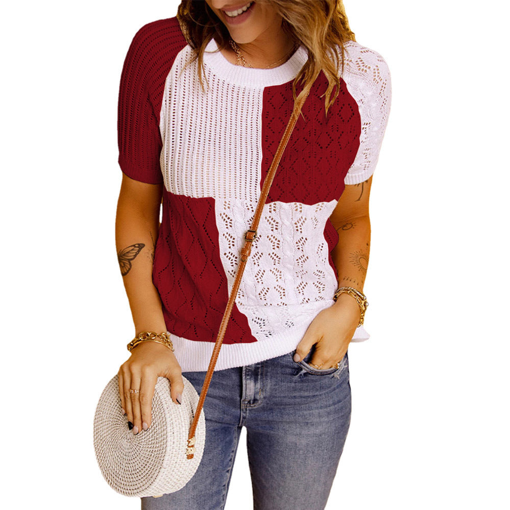 Damen Strukturiertes Farbkasten Stricktop Stalluxe