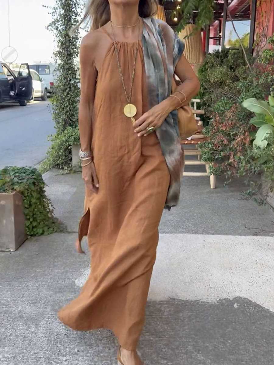 Damen Maxikleid mit Spaghettiträgern und elegantem fließendem Schnitt Stalluxe