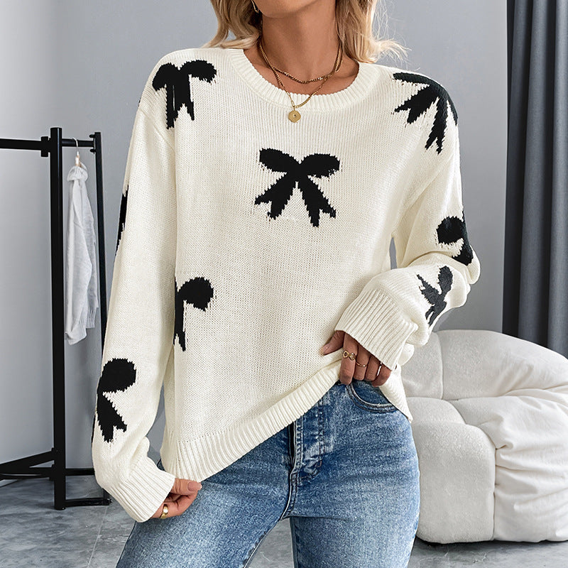 Damen Strickpullover mit verspieltem Schleifenmuster Stalluxe