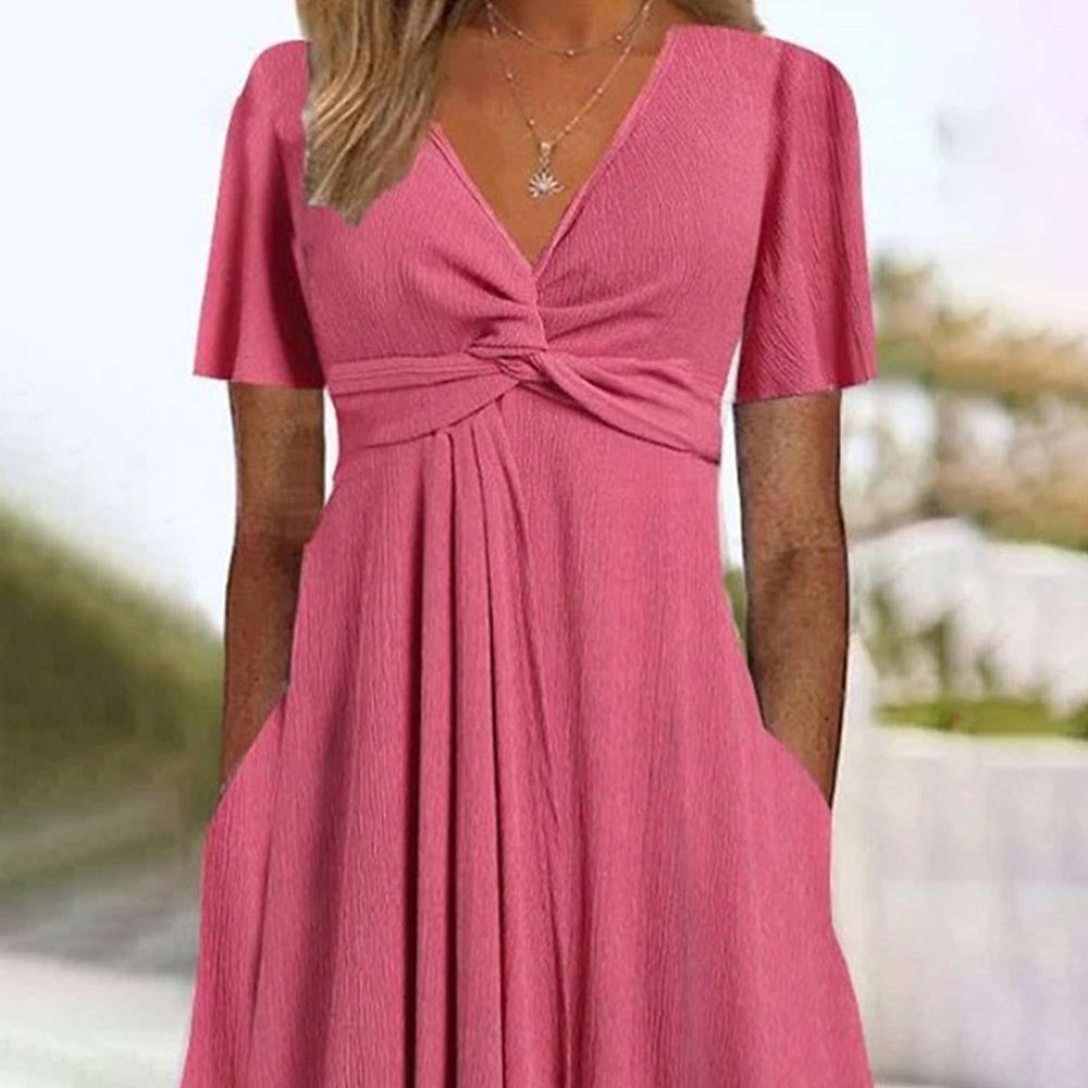 Damen Maxikleid mit Wickeldesign und tiefem V-Ausschnitt Stalluxe