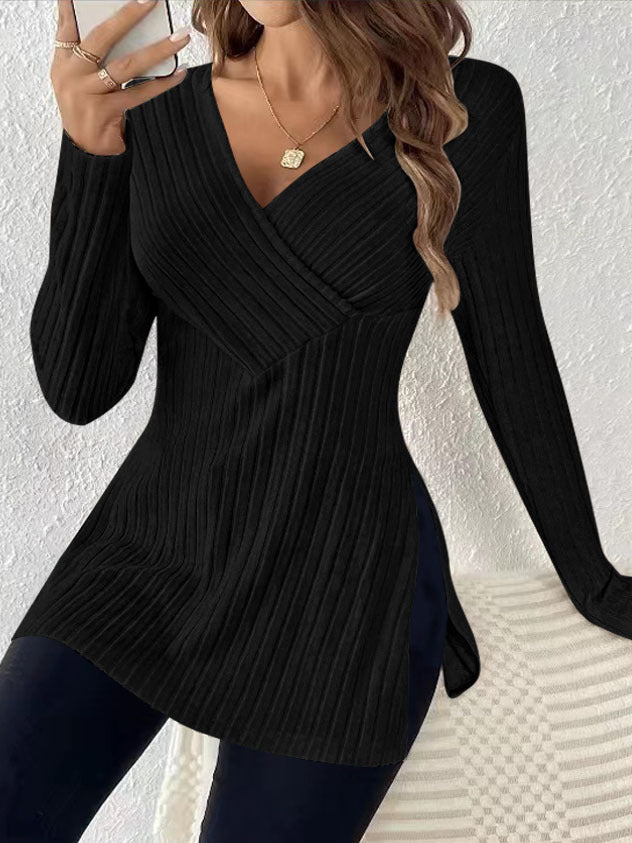 Damen Wickeloberteil mit Rippstruktur und asymmetrischem Schnitt Stalluxe