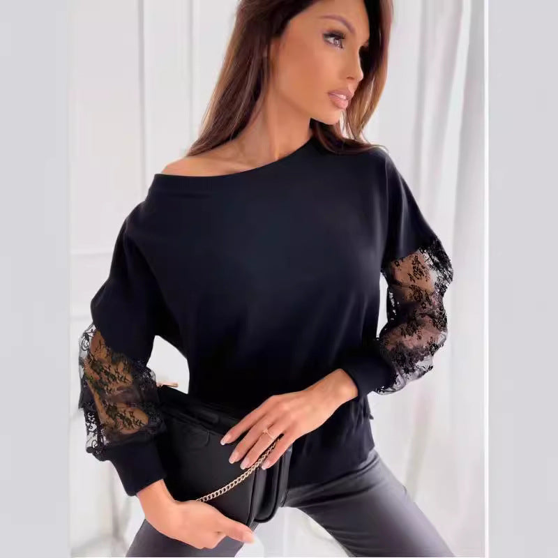 Damen Sweatshirt mit elegantem Spitzen-Detail Stalluxe