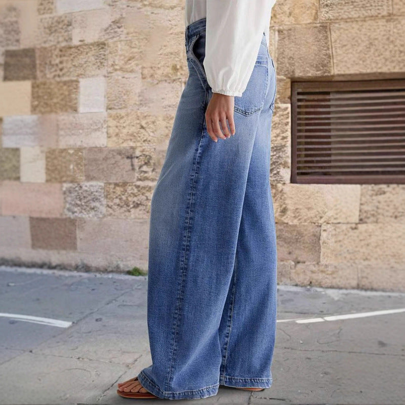 Damen Weit geschnittene Jeanshose im eleganten Stil Stalluxe