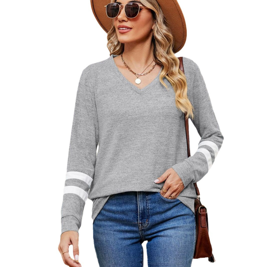 Damen V-Ausschnitt Sweatshirt mit grafischem Schulterdesign Stalluxe