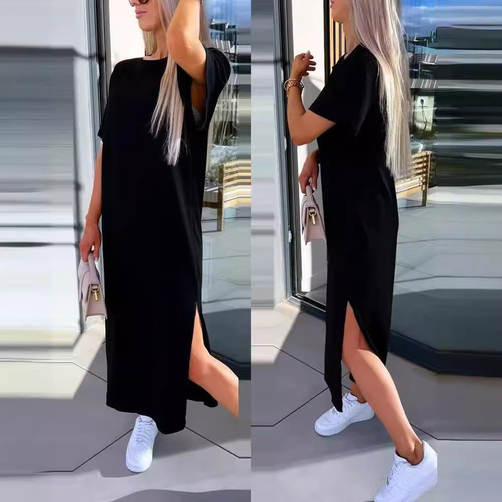 Damen Lässiges Maxi-T-Shirt Kleid mit seitlichem Schlitz und großzügigem Schnitt Stalluxe