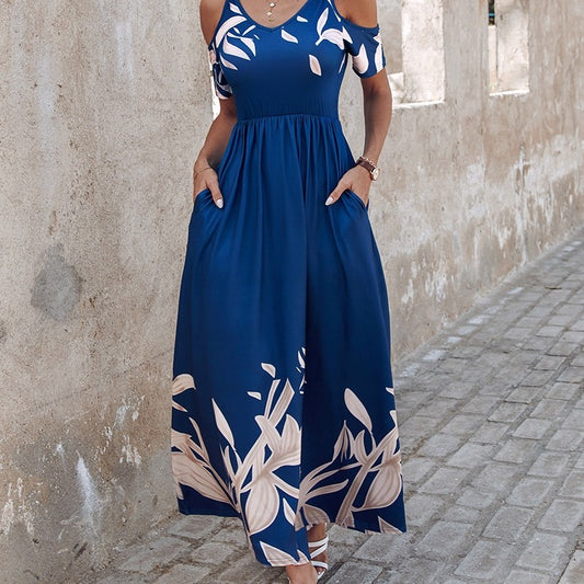 Damen Maxikleid mit kalten Schultern und floralem Druck Stalluxe