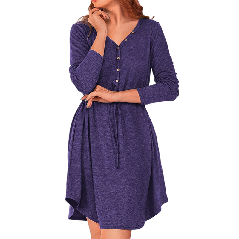 Damen lässiges Wickelkleid mit Knopfdetails und Taillenzug Stalluxe