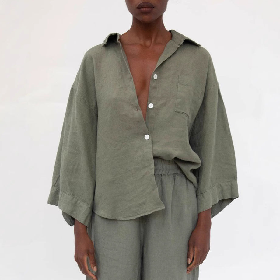 Damen lässige Leinenbluse Stalluxe