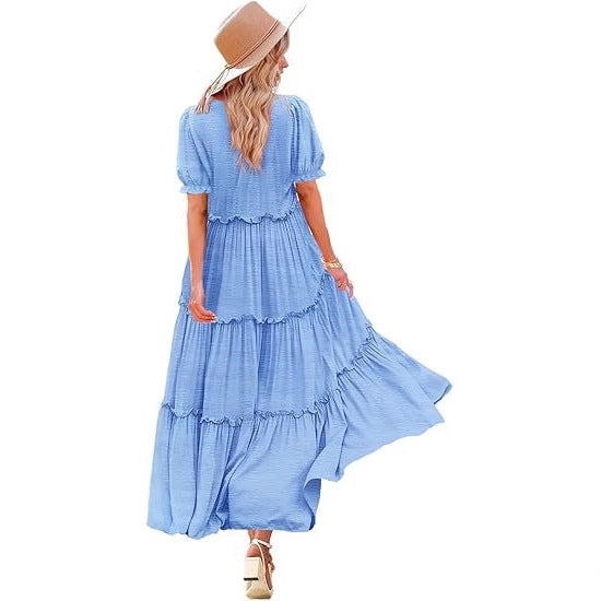 Damen Maxikleid im floralen Bohème-Stil mit Rüschendetails Stalluxe