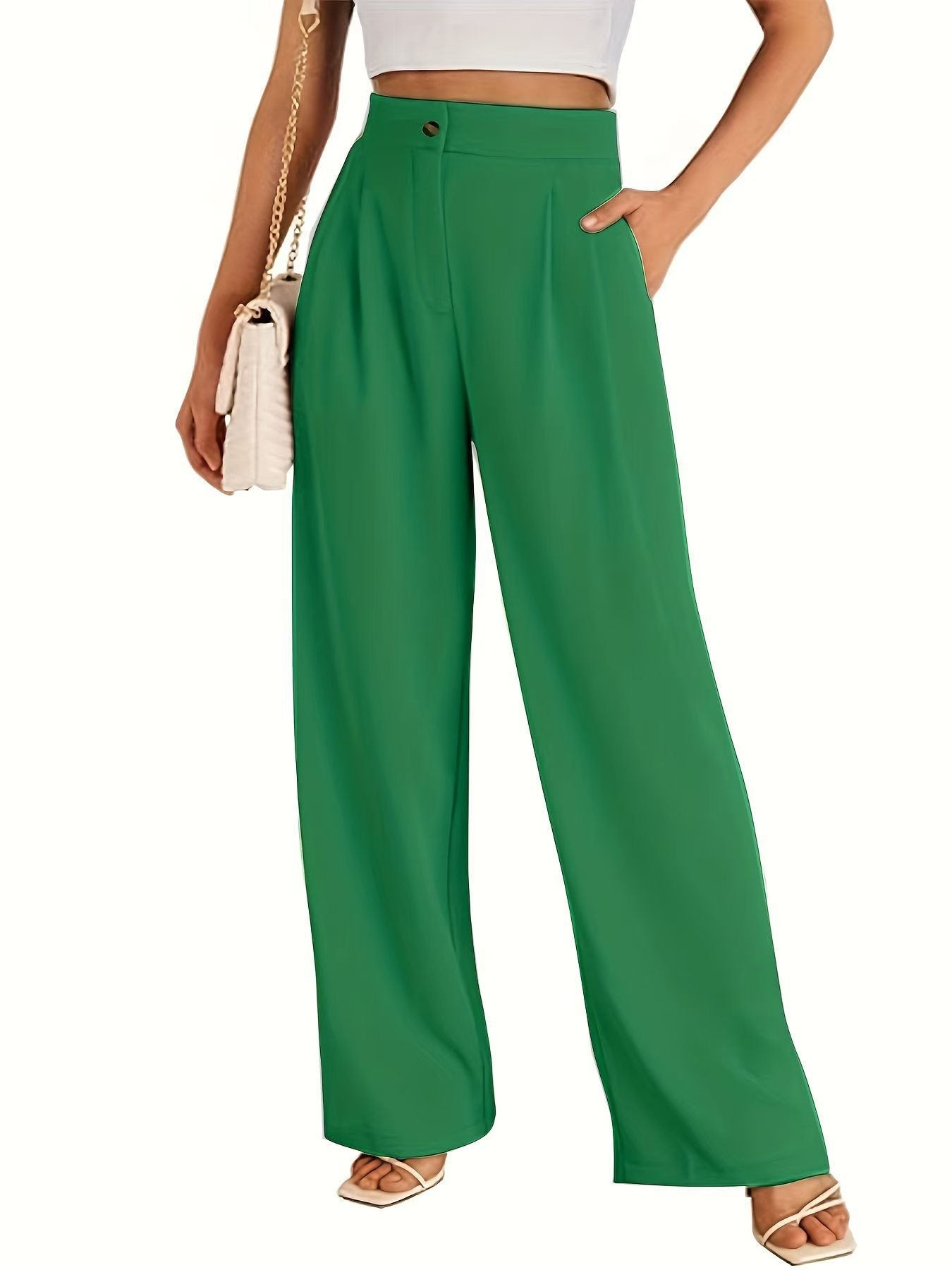 Damen Elegante und lockere High-Waist-Hose mit praktischen Taschen Stalluxe