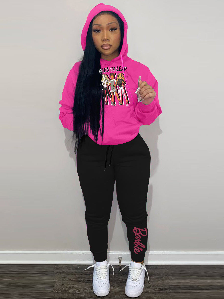Damen Hoodie und Jogginghose Set mit inspirierendem Barbie-Motiv Stalluxe