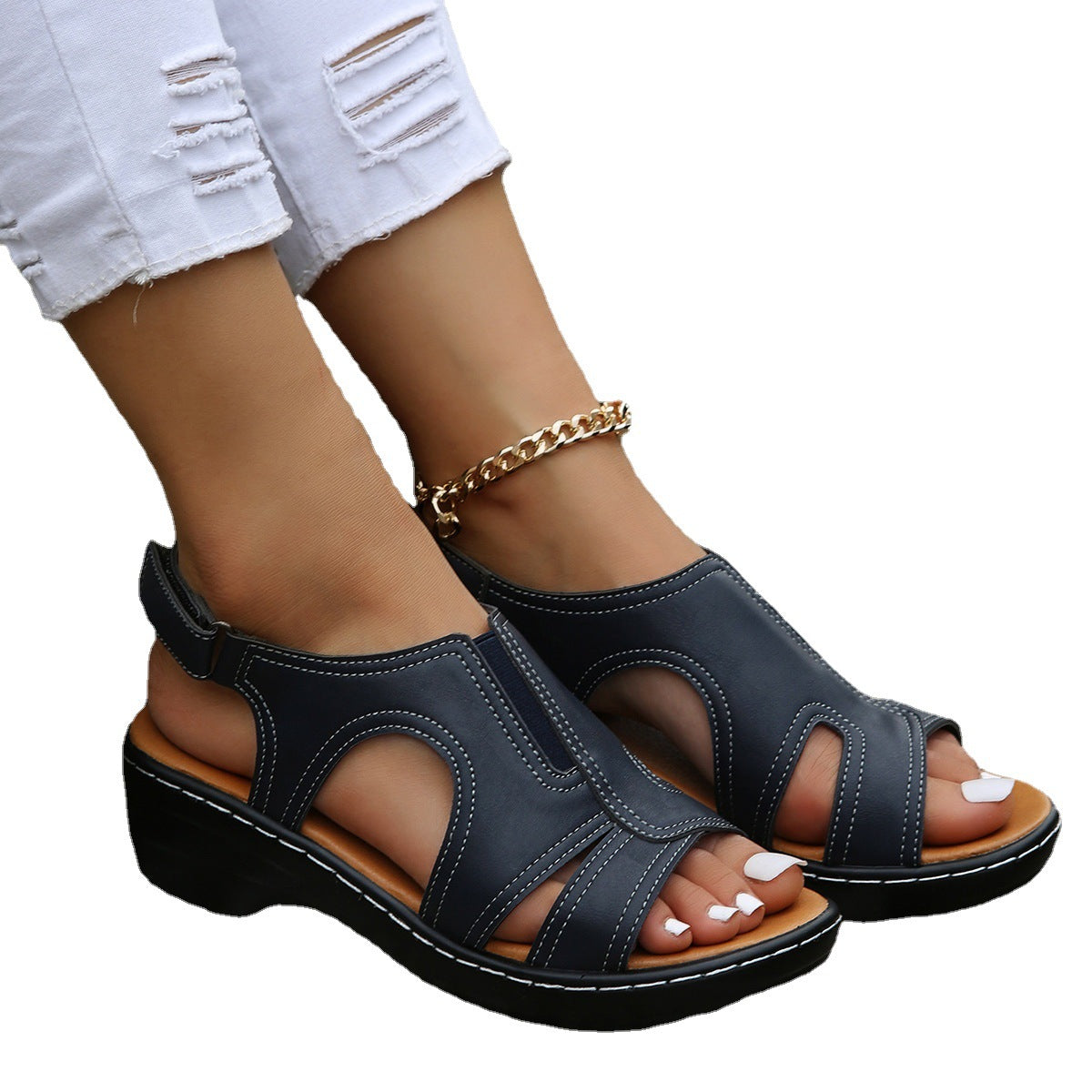 Damen Komfort-Sandalen mit luftiger Schnittführung und ergonomischem Fußbett Stalluxe