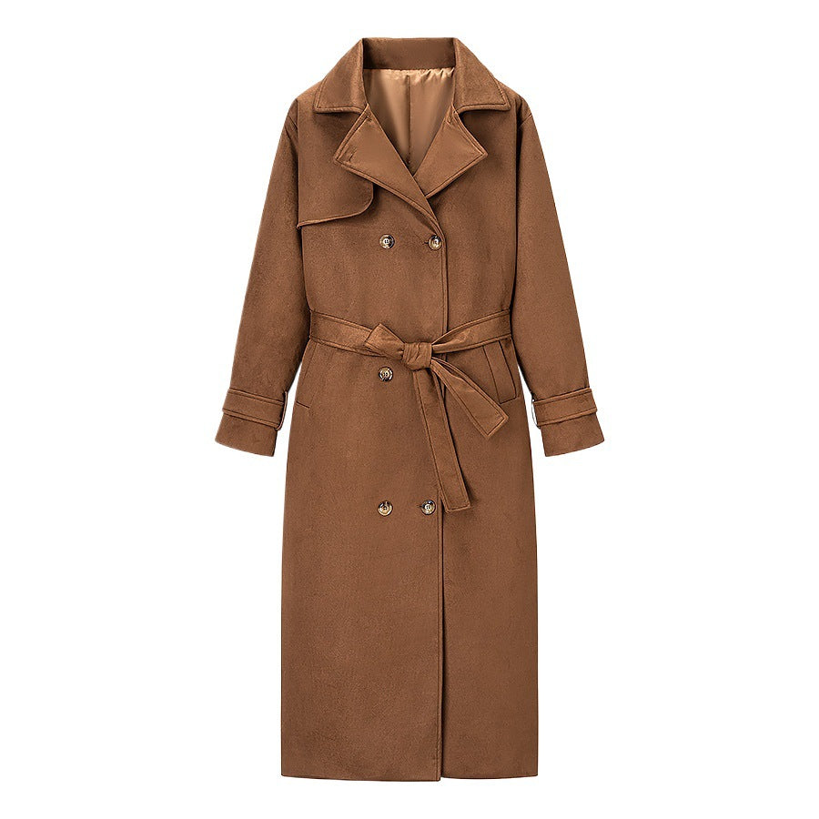 Damen Eleganter Trenchcoat mit taillierbarem Gürtel und klassischem Revers Stalluxe