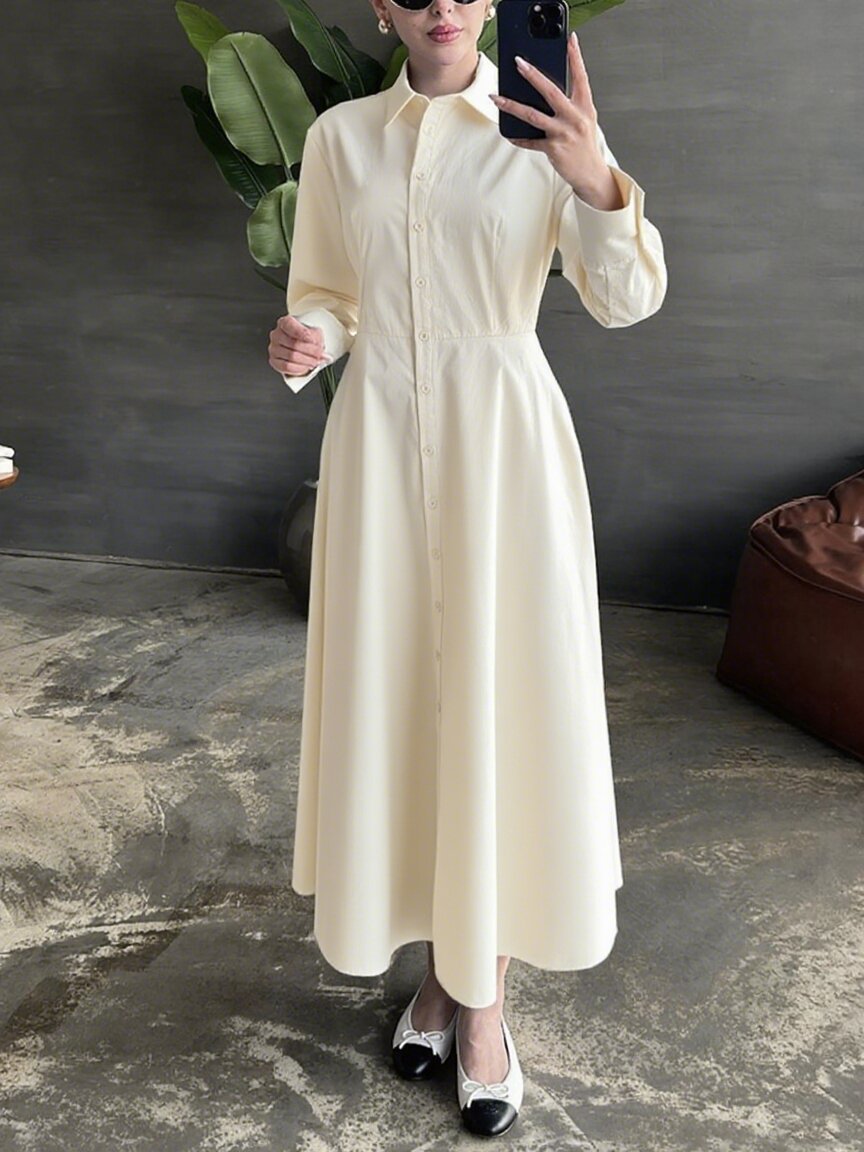 Damen Hemdkleid mit eleganter Knopfleiste und taillierter Figur Stalluxe