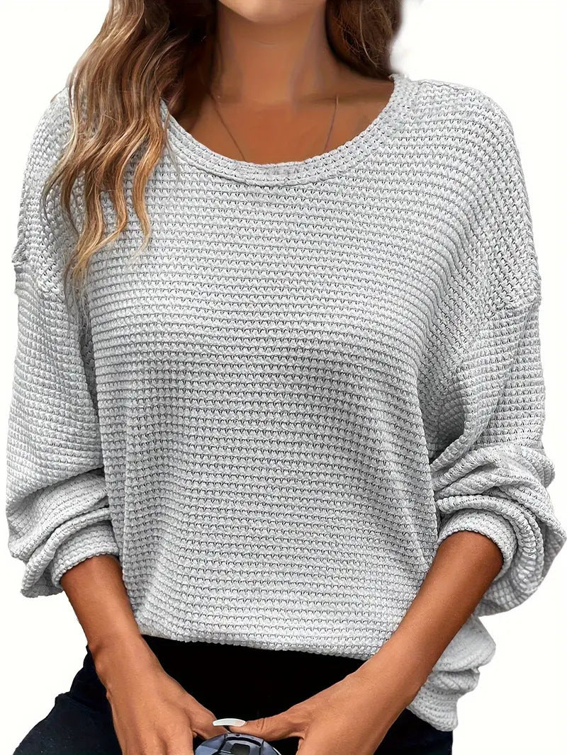 Damen lässiger Strickpullover mit weitem Schnitt und elastischen Bündchen Stalluxe