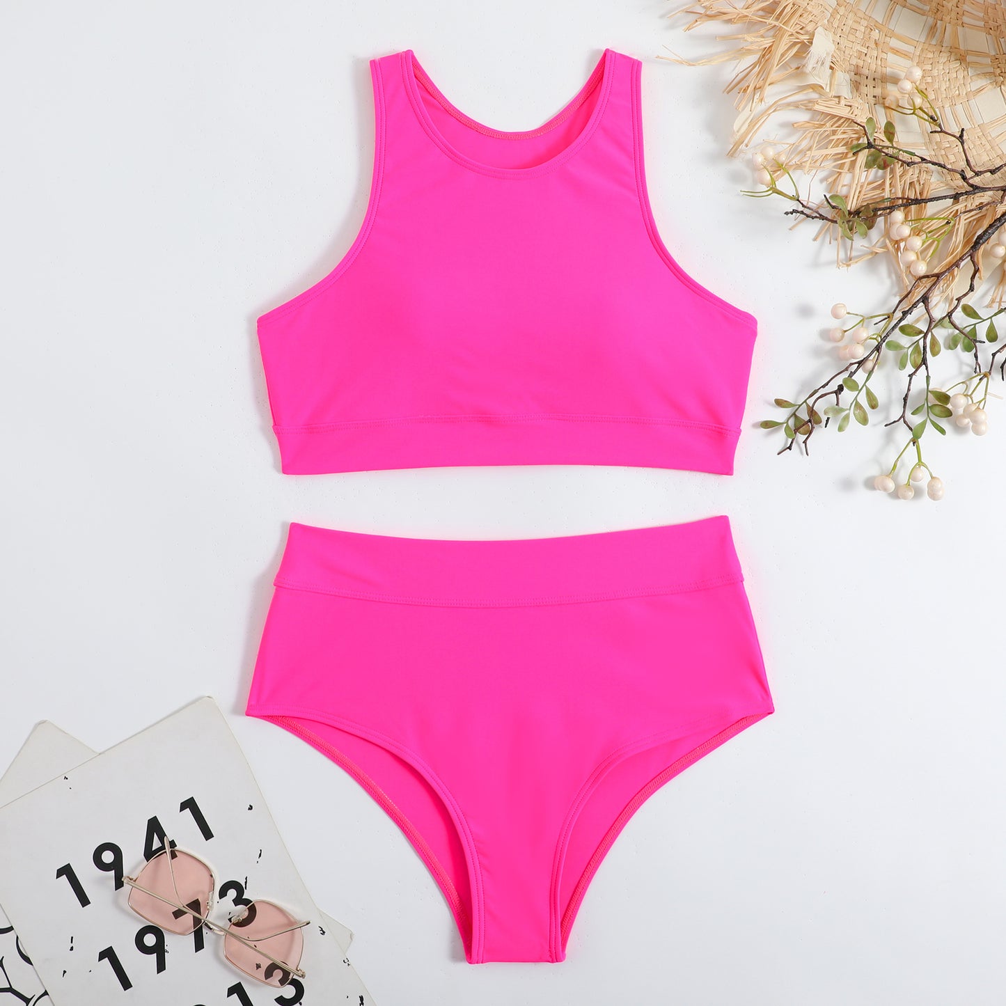 Damen Sport-Bikini-Set mit hochgeschnittenem Hosen und komfortablem Oberteil Stalluxe