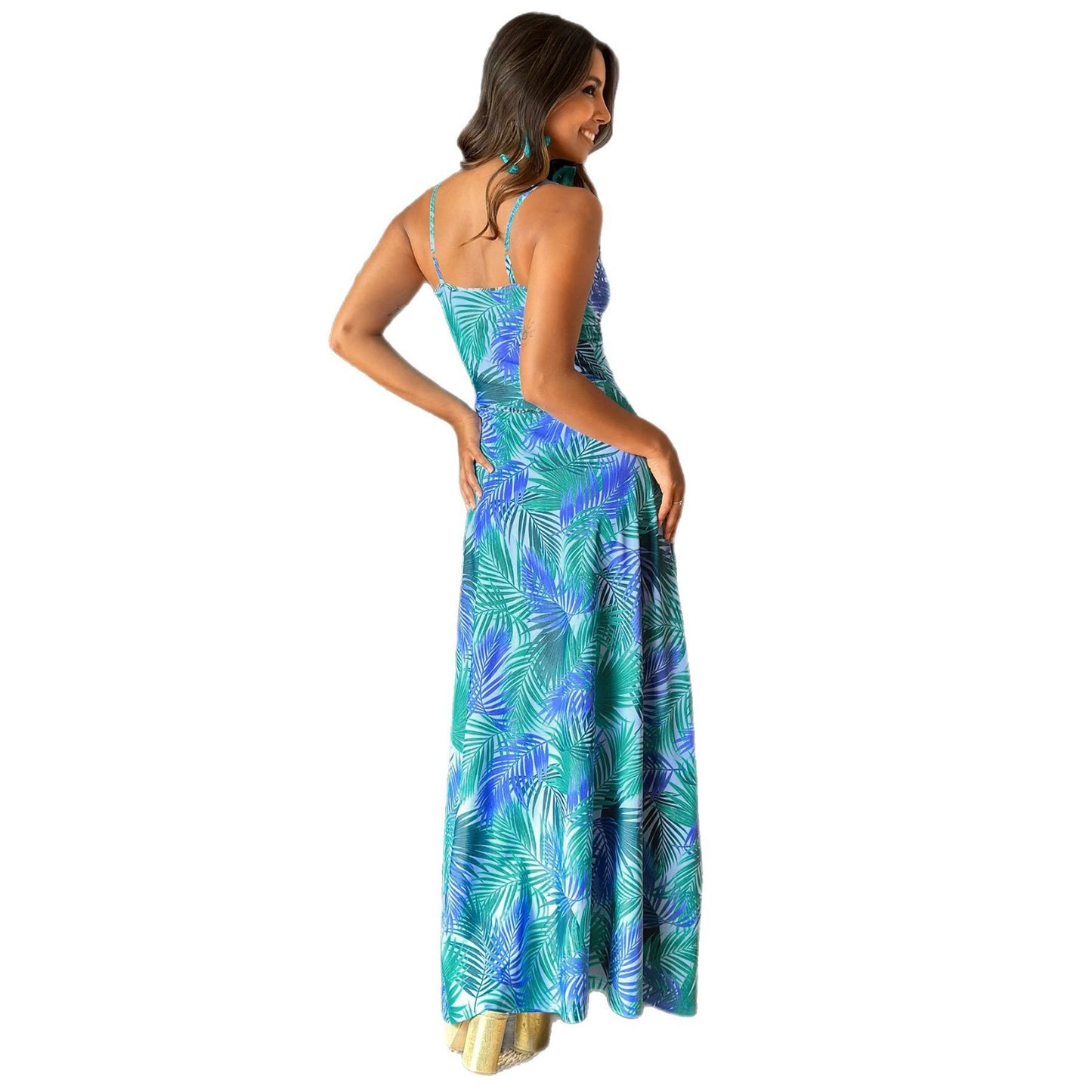 Damen Maxikleid mit verführerischem V-Ausschnitt und elastischer Taille Stalluxe