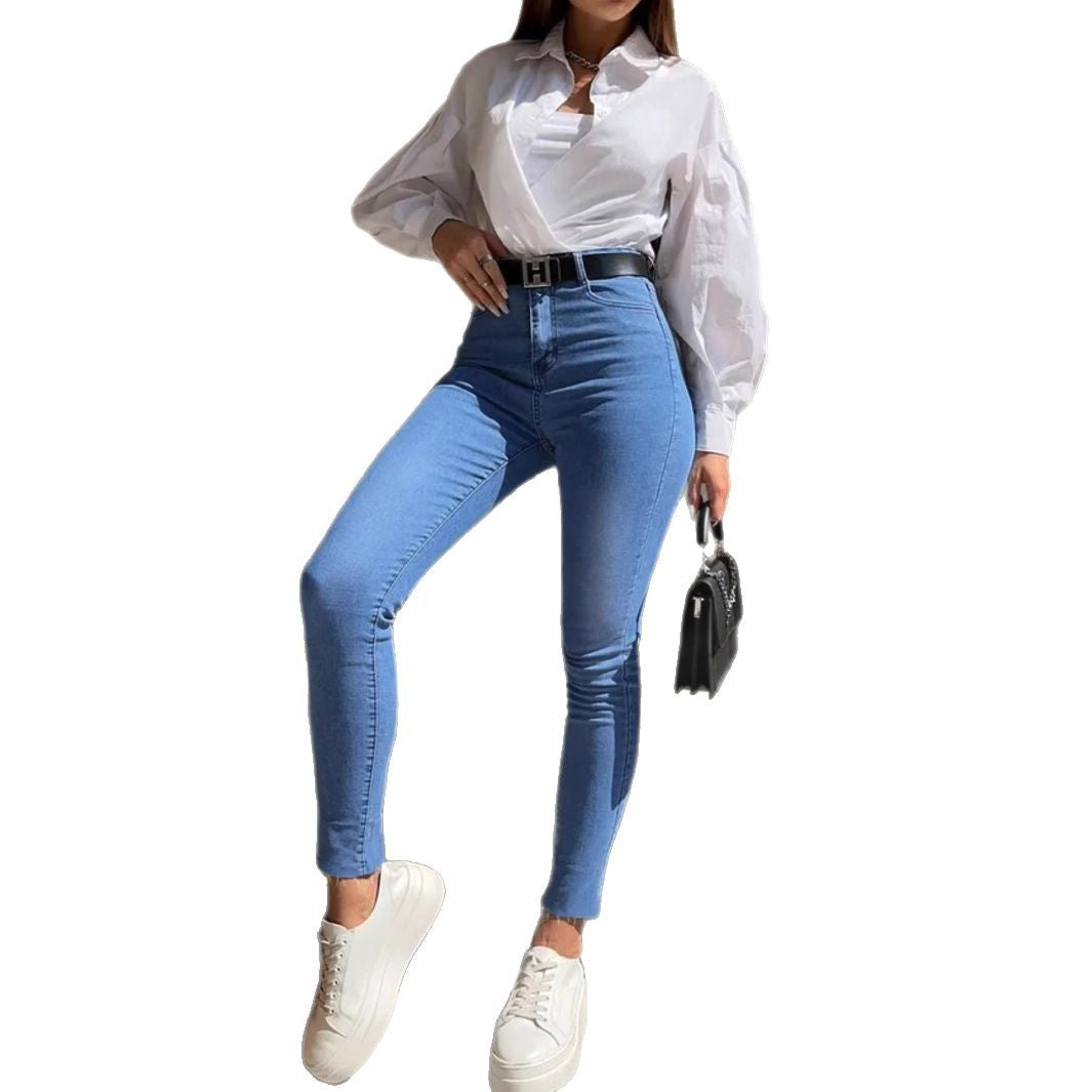 Damen Hochtaillierte Jeans im Skinny-Fit-Stil mit figurformendem Schnitt Stalluxe