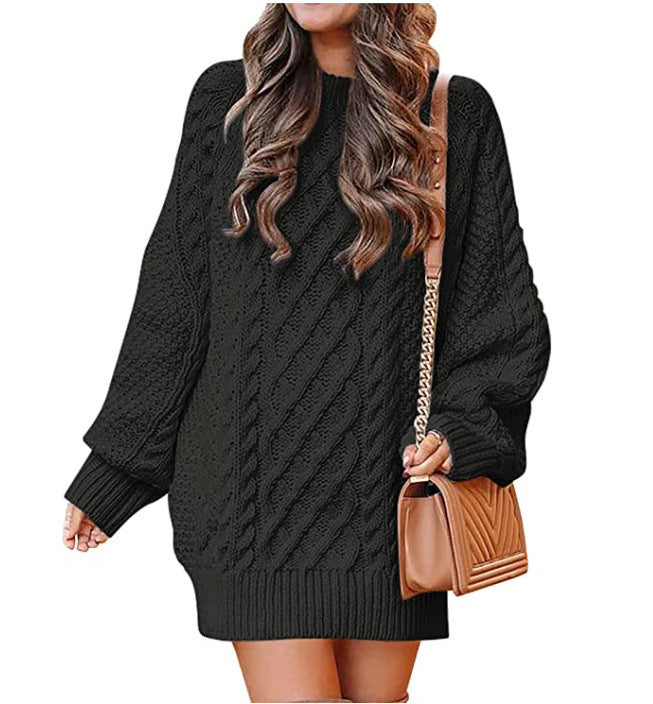 Damen Grober Strickpullover mit voluminösen Ärmeln und dekorativem Zopfmuster Stalluxe