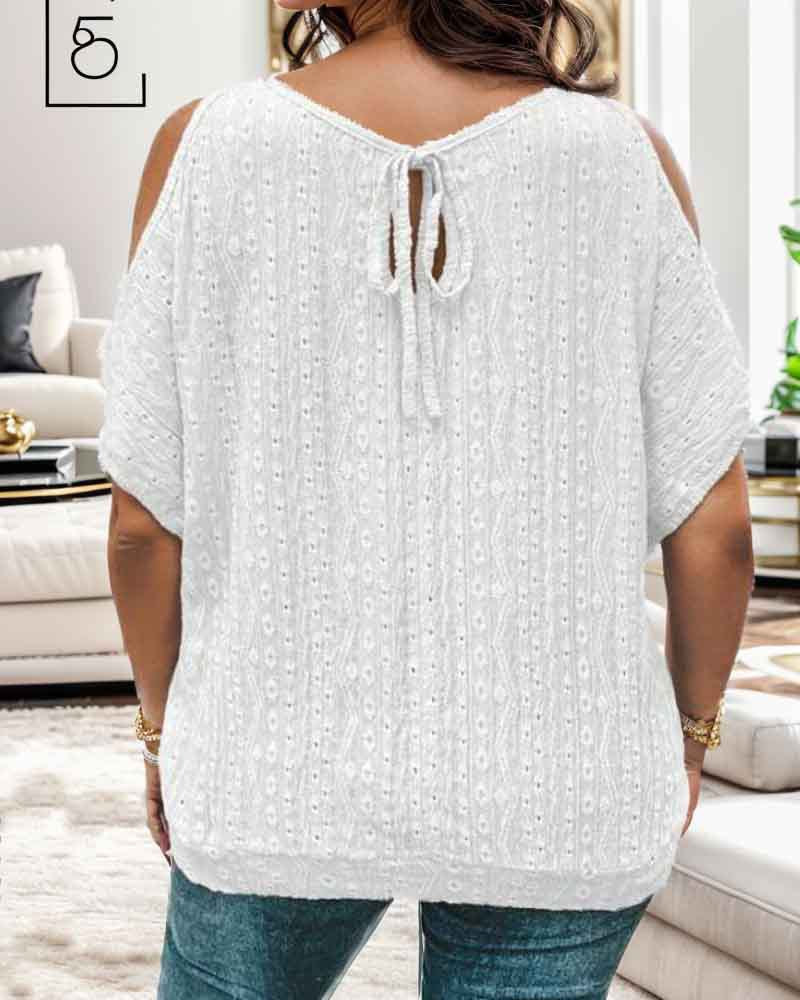 Damen modisches Oberteil mit offenen Schultern und strukturierter Stricktextur Stalluxe