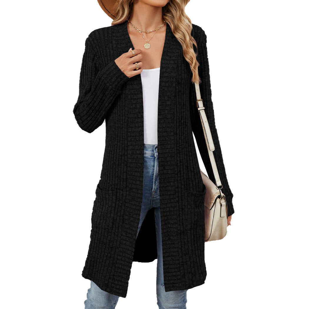 Damen Strickmantel mit praktischen Taschen und modischem Langschnitt Stalluxe