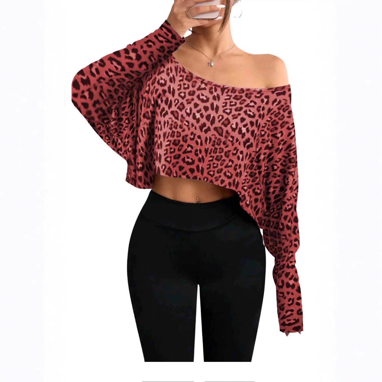 Damen Cropped Sweater mit lässigem Leopardenmuster Stalluxe