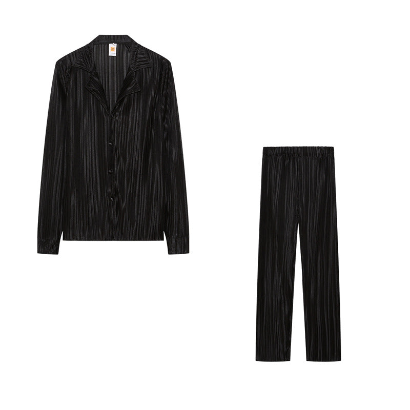 Damen Satin Schlafanzug mit elegantem Rippendesign Stalluxe