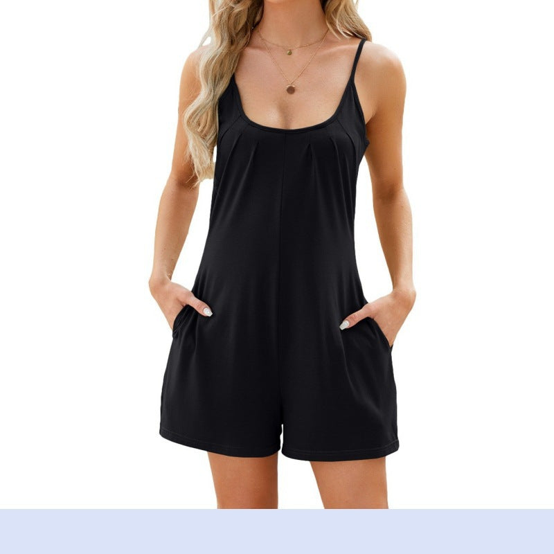 Damen Jumpsuit mit Spaghettiträgern und praktischen Taschen Stalluxe