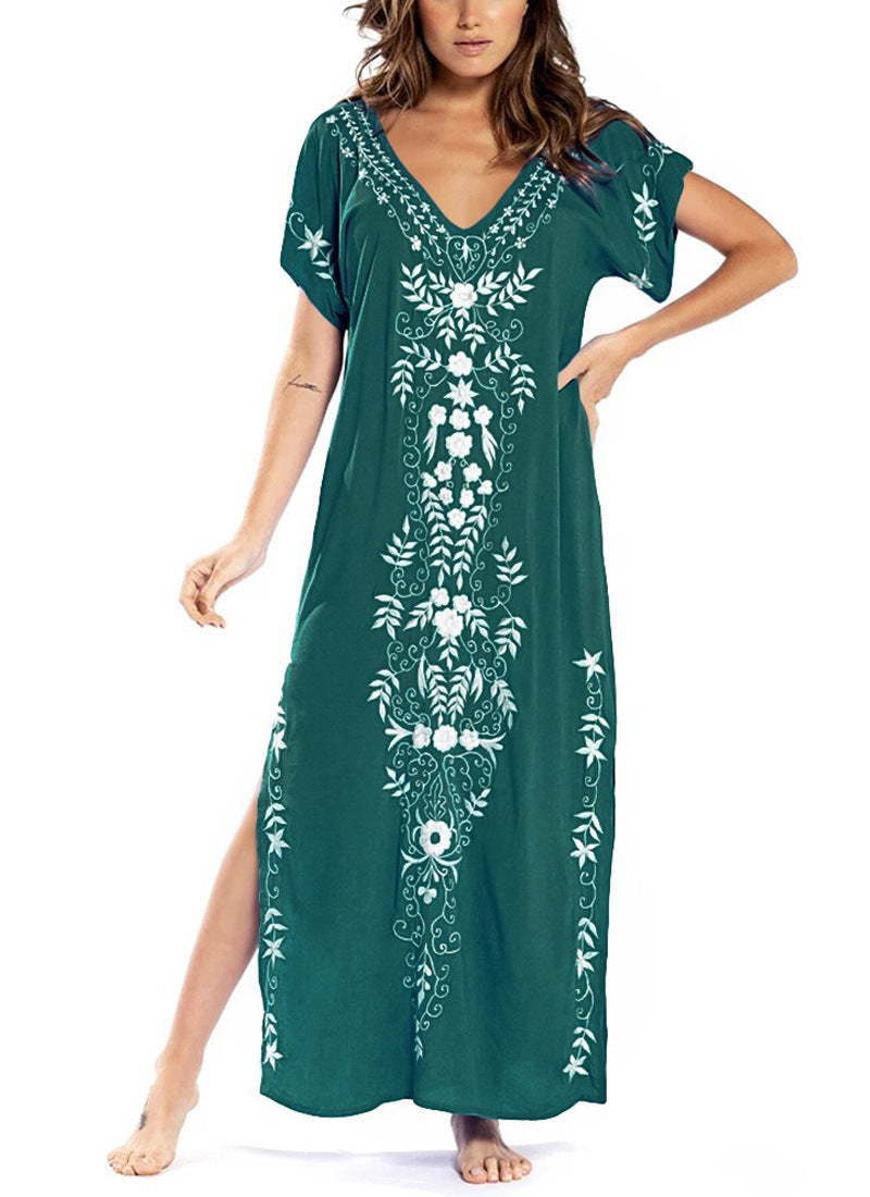 Damen Lange Strandrobe mit kunstvollen Stickdetails Stalluxe