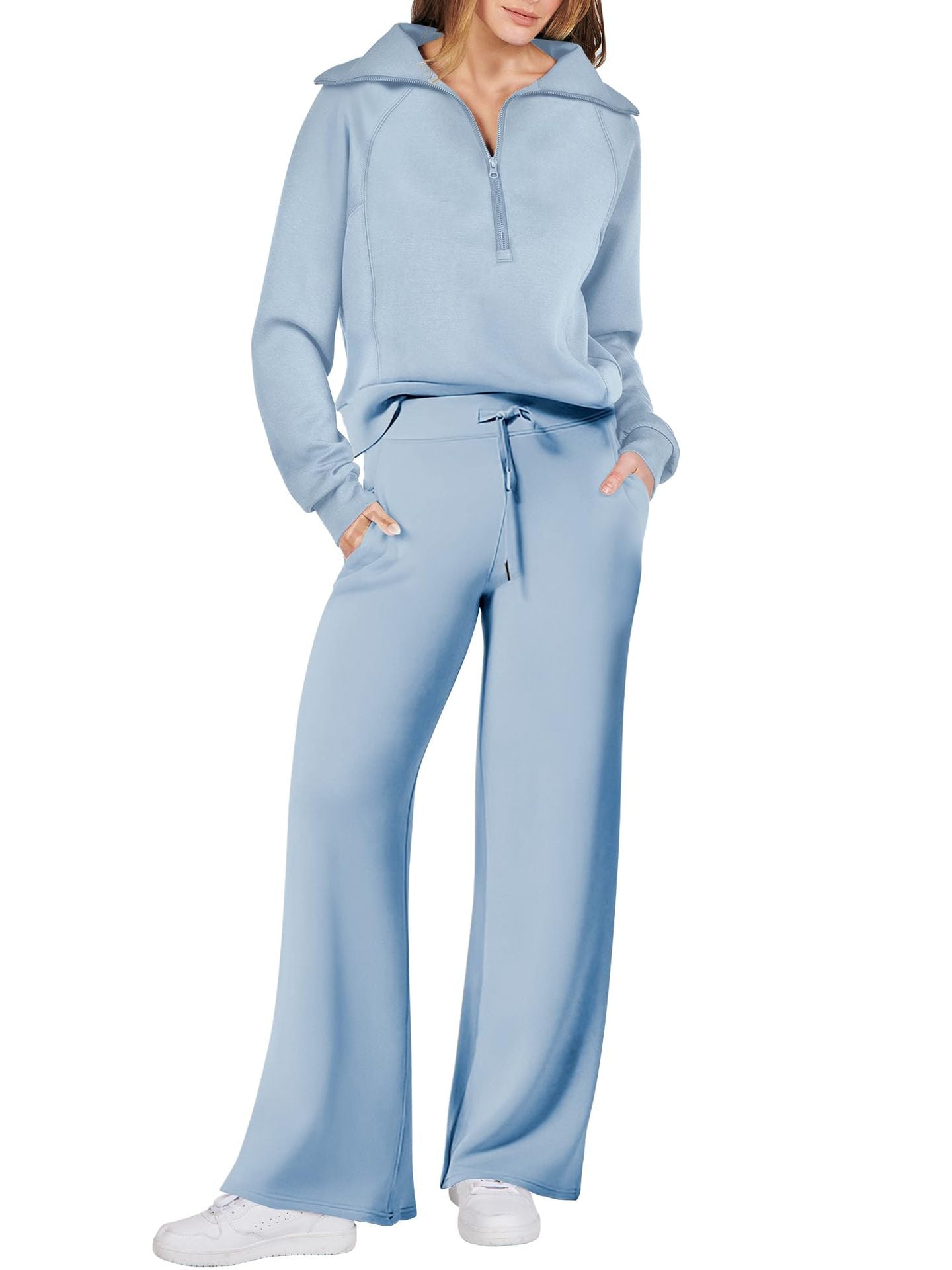 Damen Sportliches Set mit Reißverschluss und weiten Hosen Stalluxe
