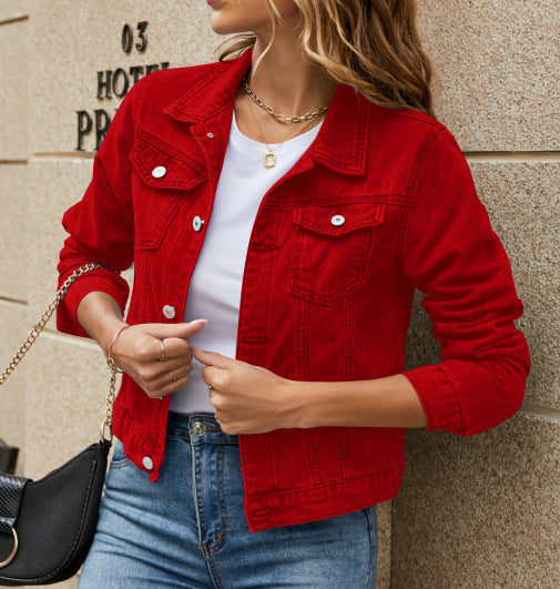 Damen klassische Denim-Jacke im Schneidertailoring-Stil Stalluxe