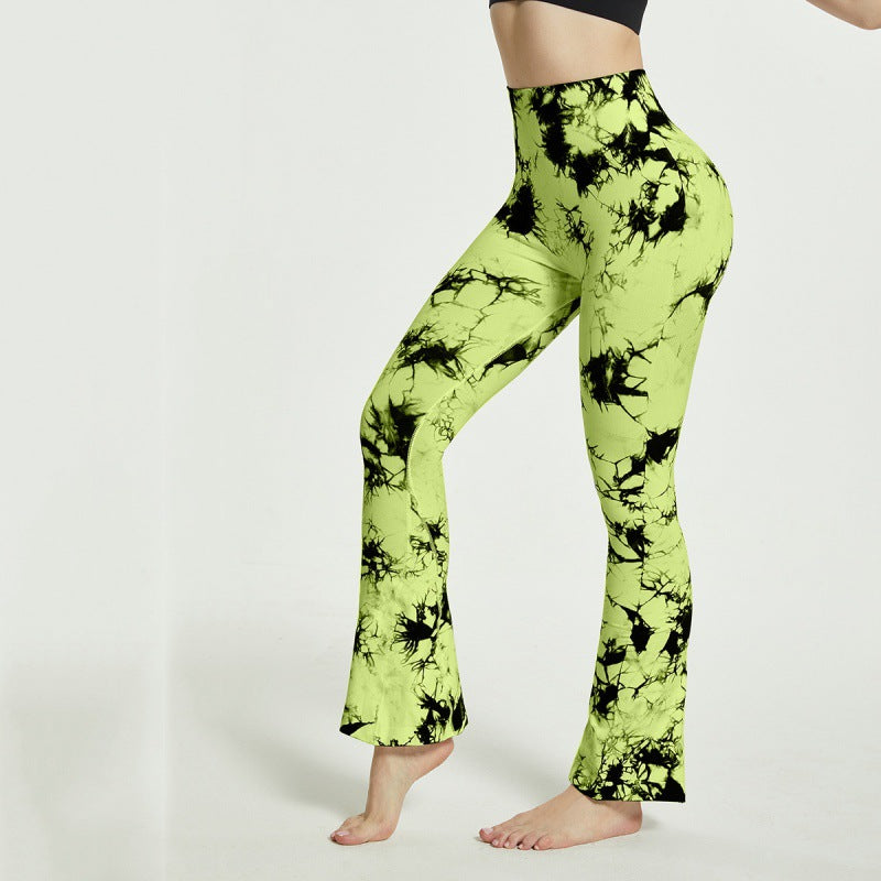 Damen Flared Yoga-Leggings mit einzigartigem Batikmuster Stalluxe