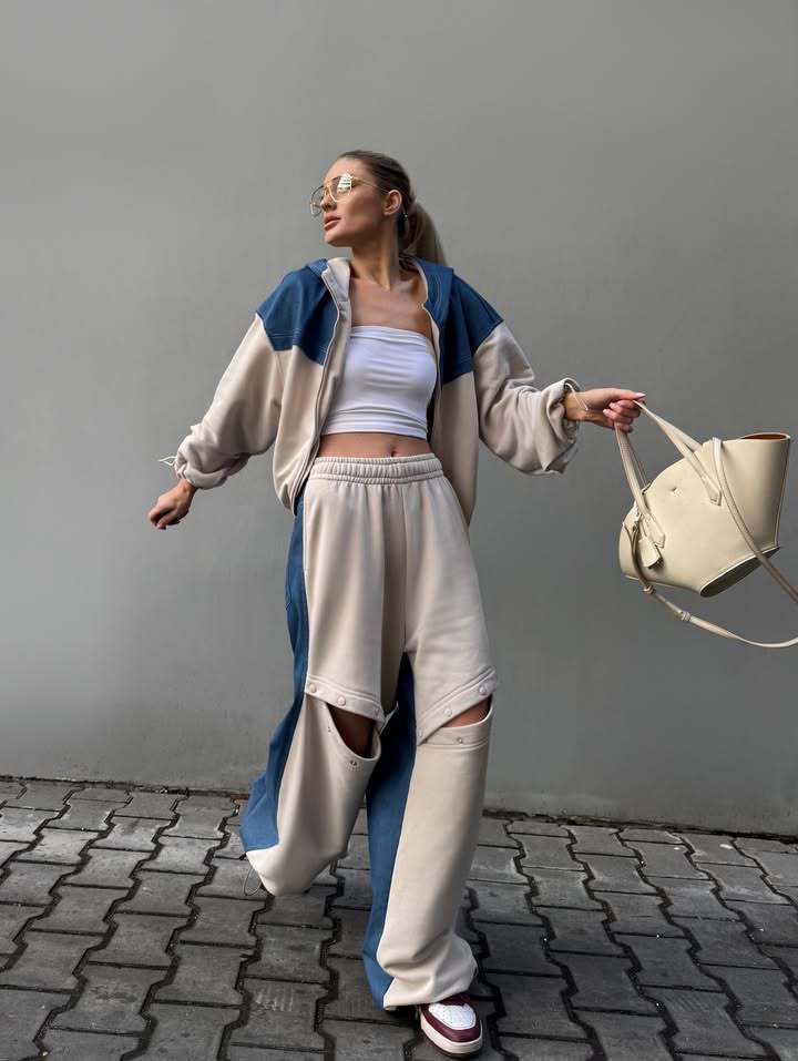 Damen sportliches Set mit modischem Farbblock-Design und lässiger Passform Stalluxe