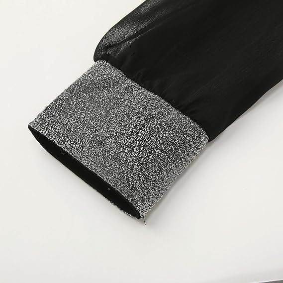 Damen Elegantes Minikleid mit durchscheinenden Ärmeln und Rüschendetails Stalluxe