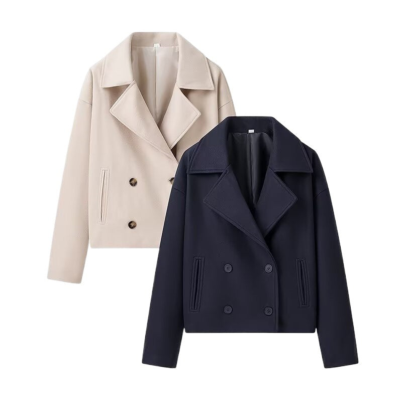 Damen elegante Bikerjacke mit doppelter Knopfleiste und weichem Material Stalluxe