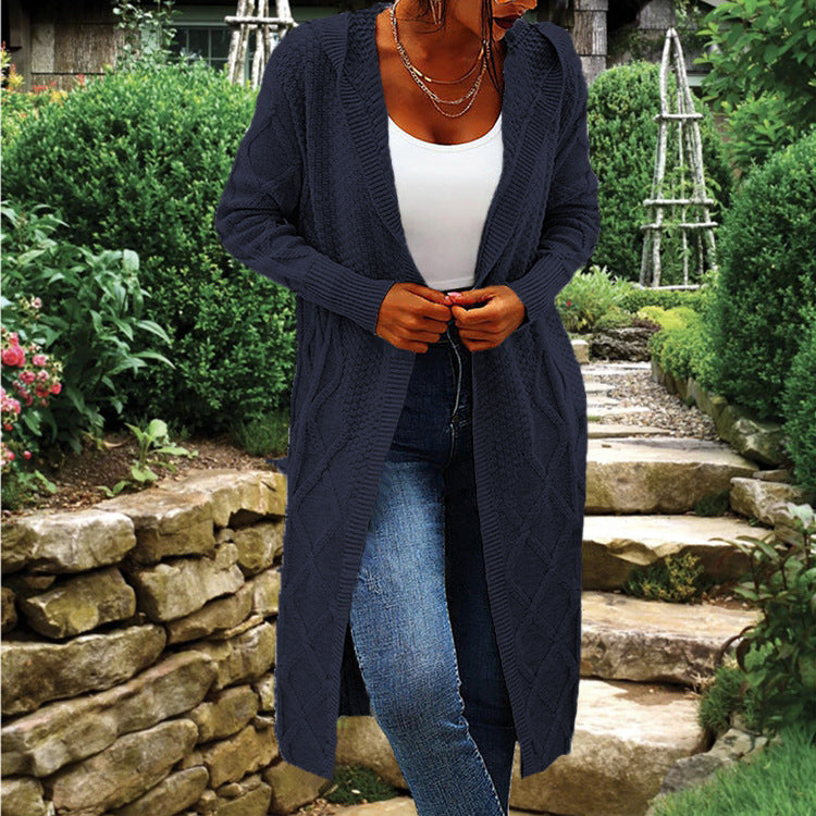 Damen Strickmantel mit gehäkeltem Zopfdesign und offenem Schnitt Stalluxe