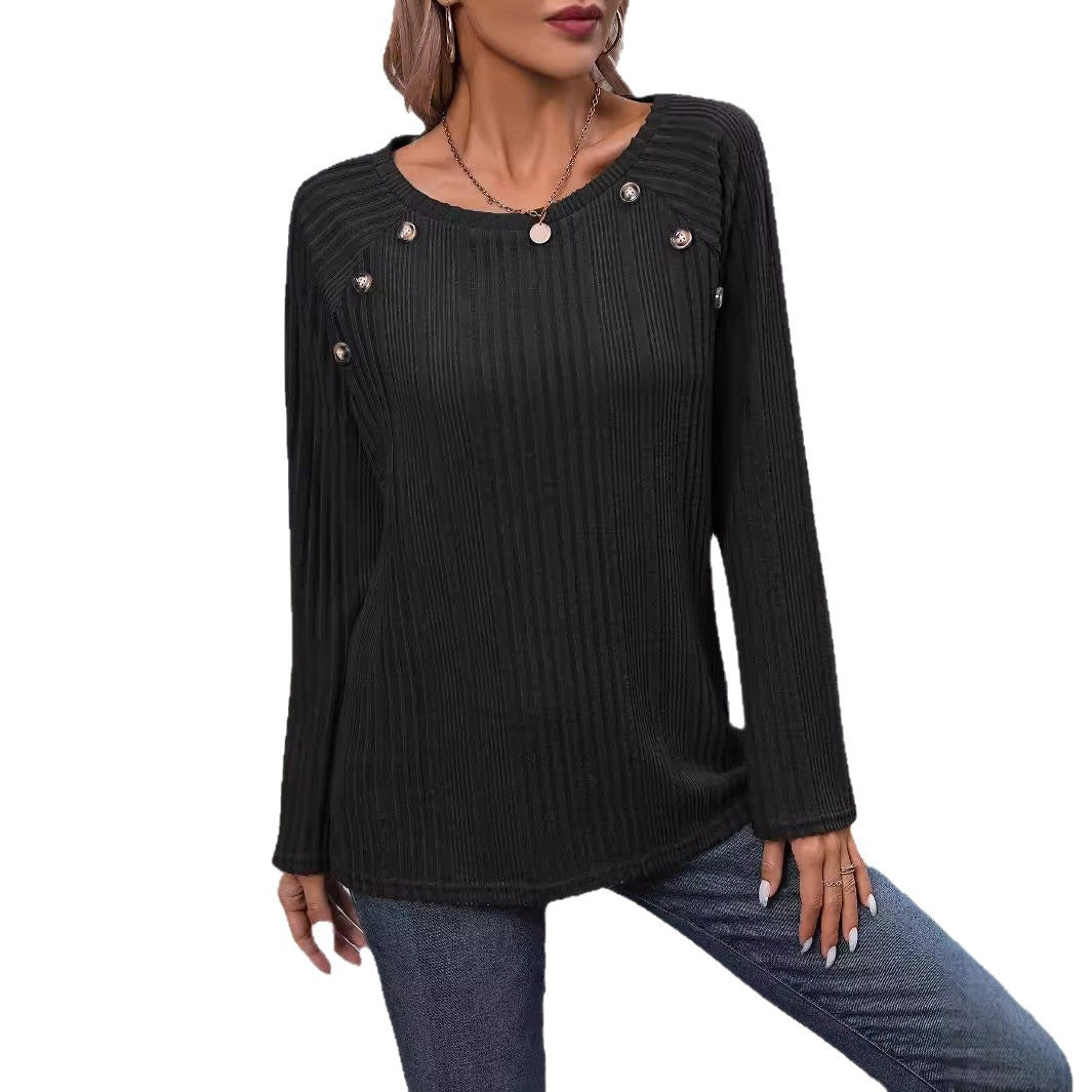 Damen Strickoberteil mit modischem Rippendesign und dekorativen Knopfdetails Stalluxe