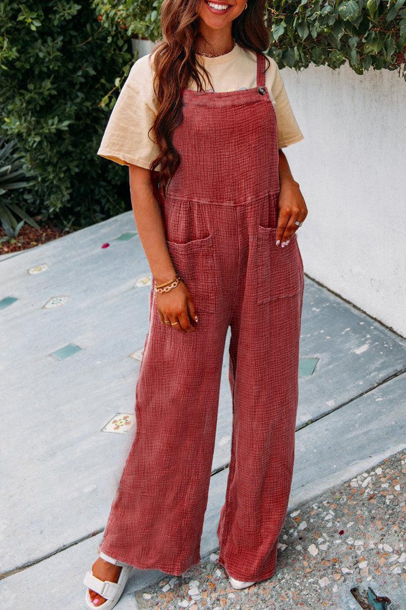 Damen Lässiger Overall mit praktischen Taschen und weitem Bein Stalluxe