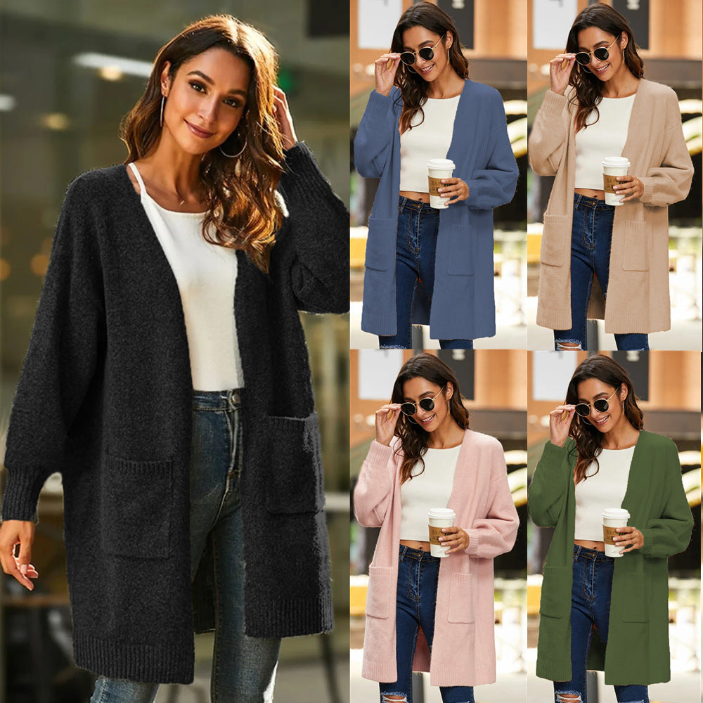 Damen Langer Strickcardigan mit weichem Griff und praktischen Taschen Stalluxe