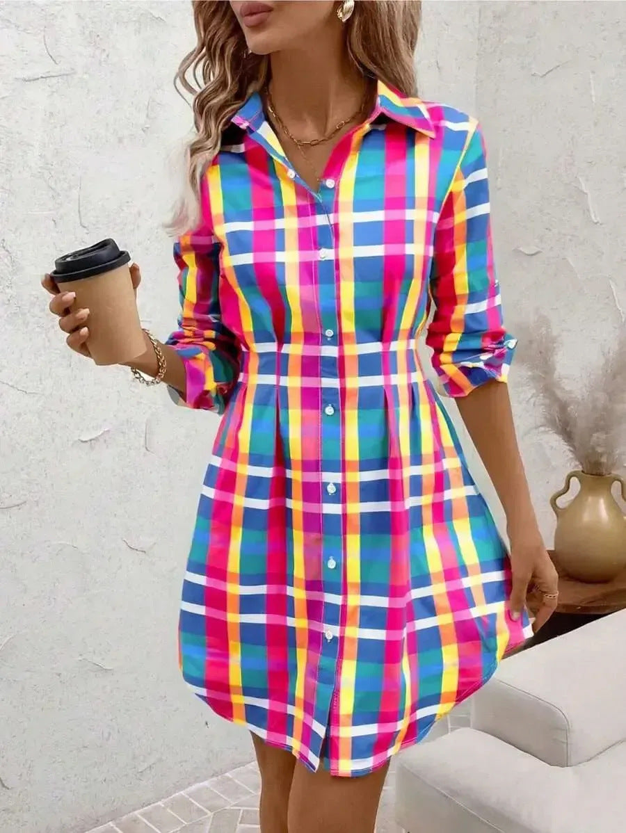 Damen Hemdblusenkleid mit floralen Akzenten und komfortablem Schnitt Stalluxe