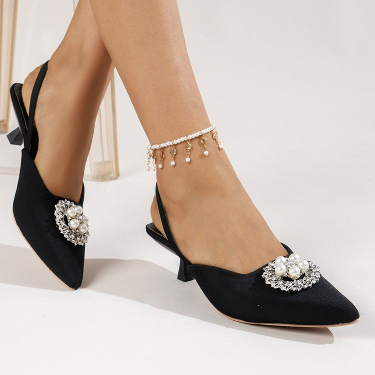 Damen Slingback-Pumps mit eleganter Perlenapplikation und modischem Schnitt Stalluxe