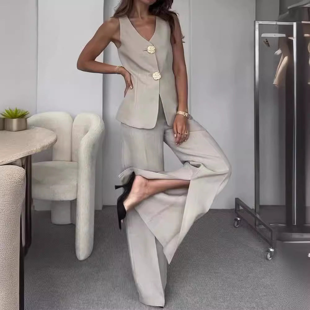 Damen Elegant geschnittenes Jumpsuit mit schmalem Oberteil und weitem Bein Stalluxe