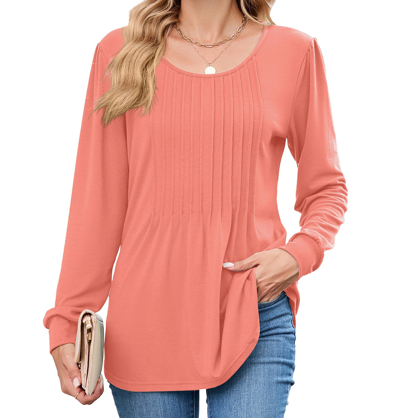 Damen Langarmshirt mit dekorativen Falten Stalluxe