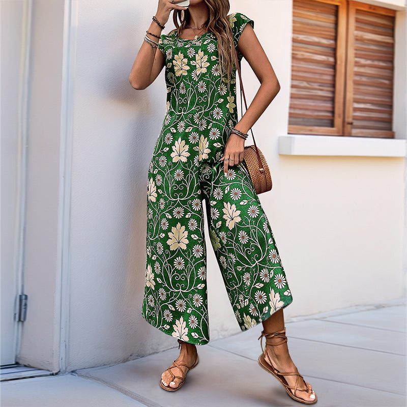 Damen Jumpsuit mit floralem Design und weitem Bein Stalluxe