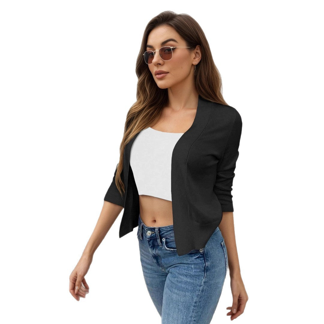 Damen modische Strickjacke mit figurschmeichelndem Schnitt und eleganter Öffnung Stalluxe