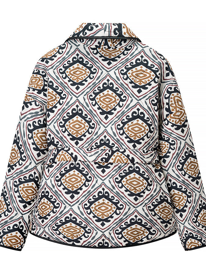 Damen Modische Blazerjacke mit Gürtel und auffälligem Muster Stalluxe