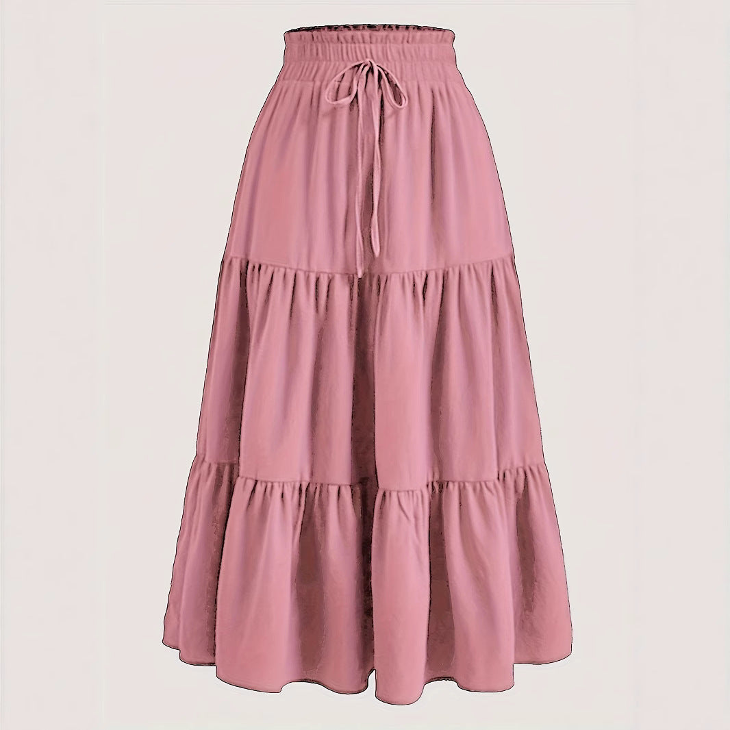 Damen Maxi-Rock mit elastischem Bund und Stufen-Design Stalluxe