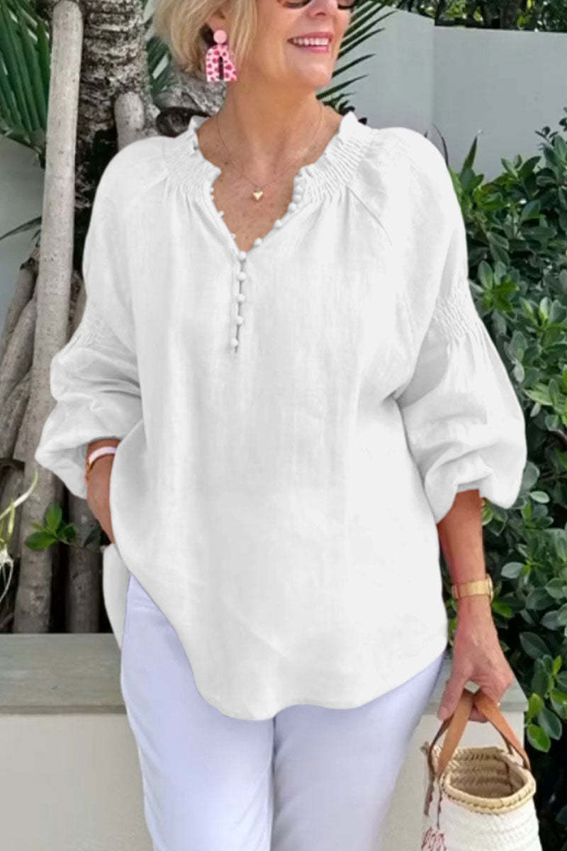 Damen luftige Bluse mit Smock-Ärmeln Stalluxe