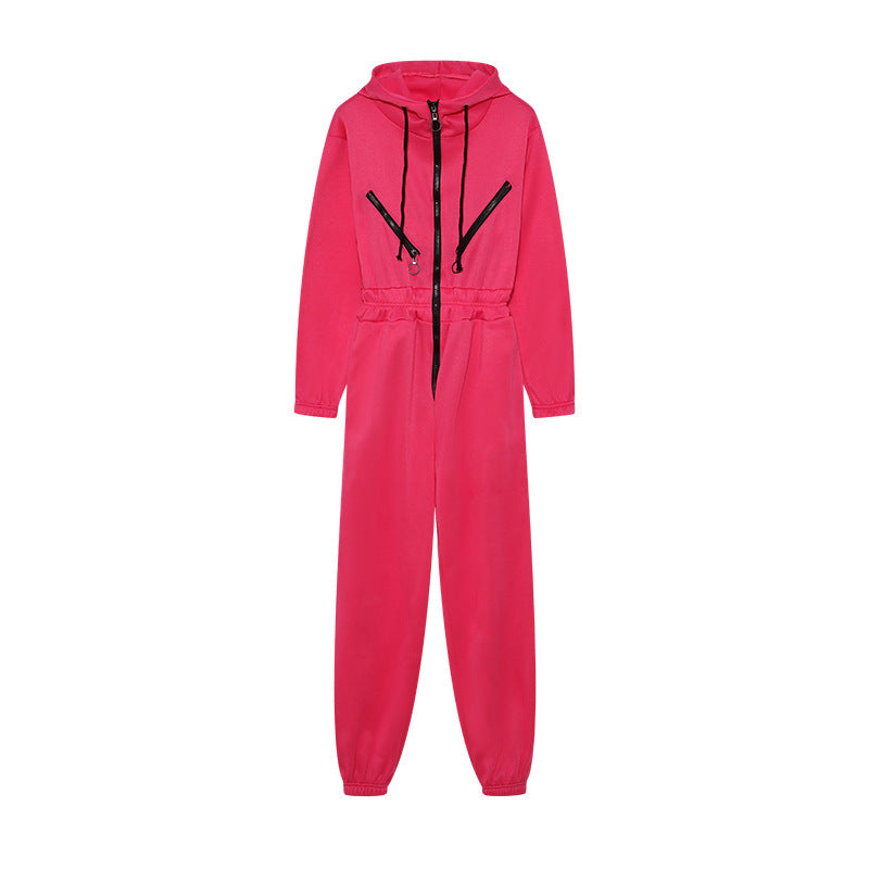 Damen Freizeit-Jumpsuit mit modernem Kapuzen-Design und praktischen Taschen Stalluxe
