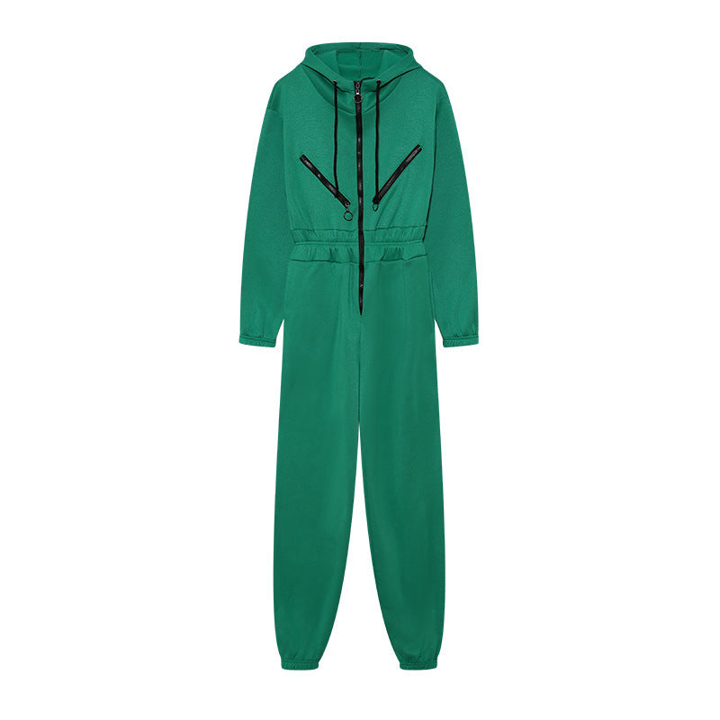 Damen Freizeit-Jumpsuit mit modernem Kapuzen-Design und praktischen Taschen Stalluxe